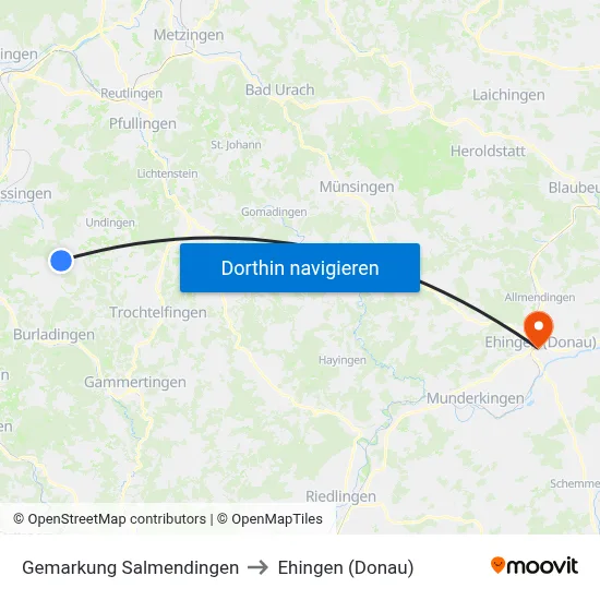 Gemarkung Salmendingen to Ehingen (Donau) map