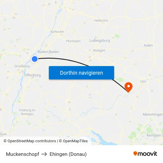 Muckenschopf to Ehingen (Donau) map