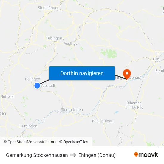 Gemarkung Stockenhausen to Ehingen (Donau) map