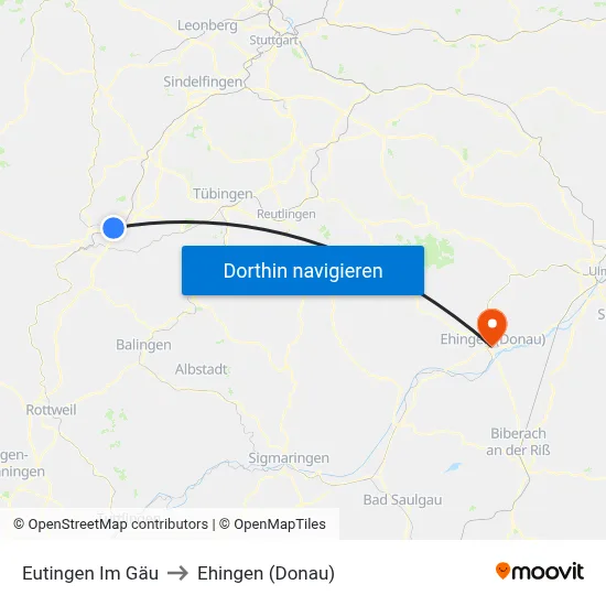Eutingen Im Gäu to Ehingen (Donau) map