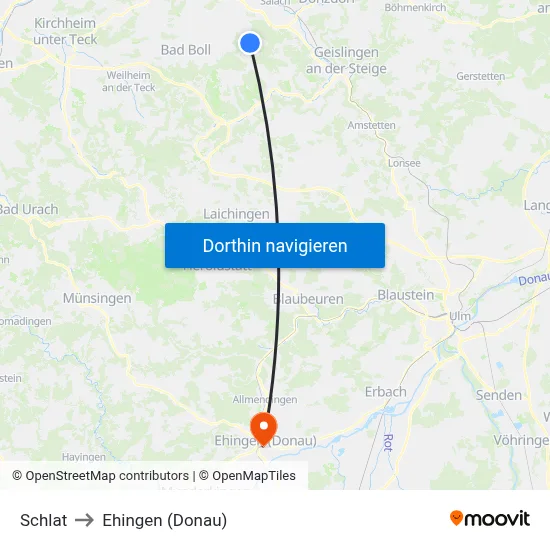 Schlat to Ehingen (Donau) map