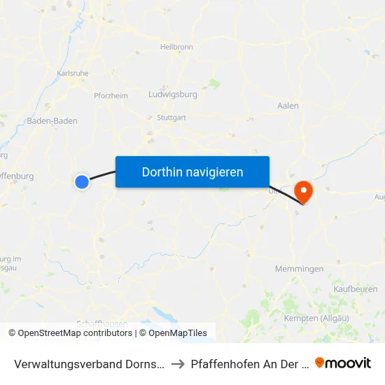 Verwaltungsverband Dornstetten to Pfaffenhofen An Der Roth map