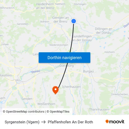 Syrgenstein (Vgem) to Pfaffenhofen An Der Roth map