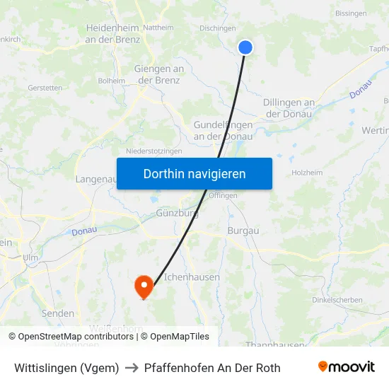Wittislingen (Vgem) to Pfaffenhofen An Der Roth map