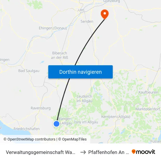 Verwaltungsgemeinschaft Wangen Im Allgäu to Pfaffenhofen An Der Roth map
