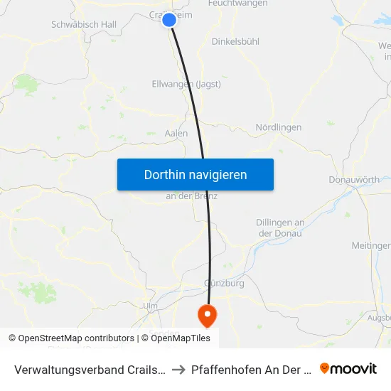 Verwaltungsverband Crailsheim to Pfaffenhofen An Der Roth map