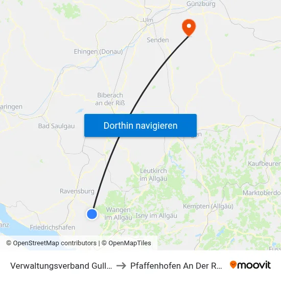 Verwaltungsverband Gullen to Pfaffenhofen An Der Roth map