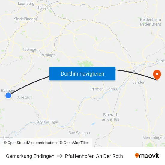 Gemarkung Endingen to Pfaffenhofen An Der Roth map
