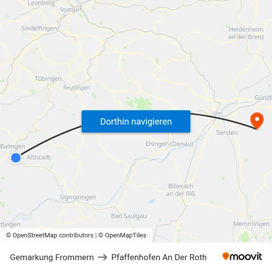 Gemarkung Frommern to Pfaffenhofen An Der Roth map