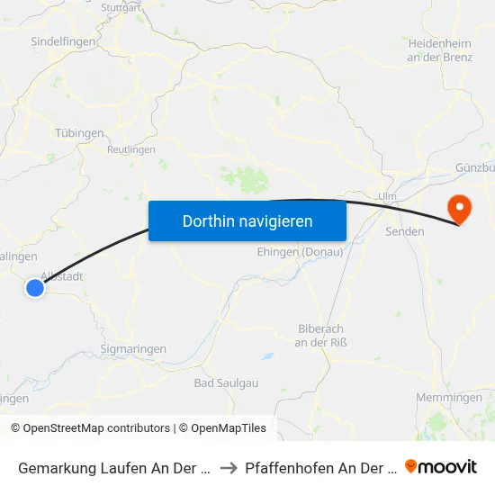 Gemarkung Laufen An Der Eyach to Pfaffenhofen An Der Roth map