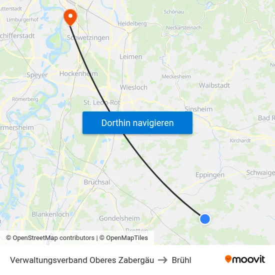 Verwaltungsverband Oberes Zabergäu to Brühl map