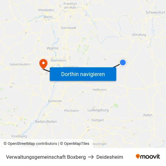 Verwaltungsgemeinschaft Boxberg to Deidesheim map