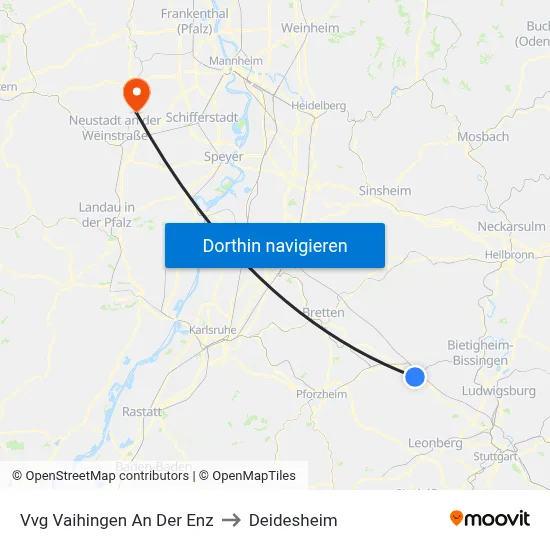 Vvg Vaihingen An Der Enz to Deidesheim map