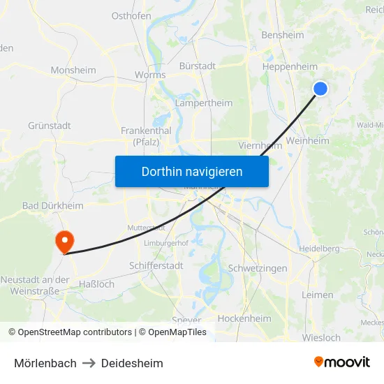 Mörlenbach to Deidesheim map