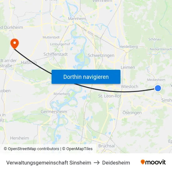 Verwaltungsgemeinschaft Sinsheim to Deidesheim map