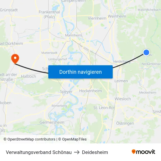 Verwaltungsverband Schönau to Deidesheim map