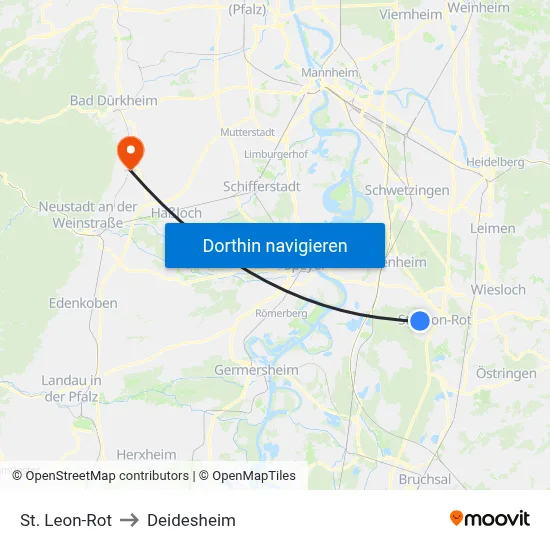 St. Leon-Rot to Deidesheim map