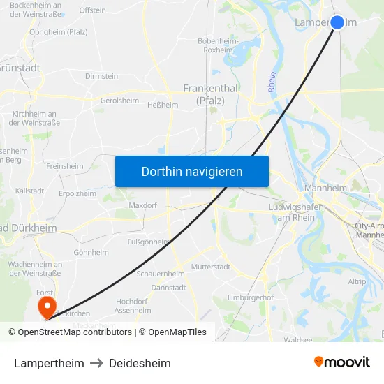 Lampertheim to Deidesheim map