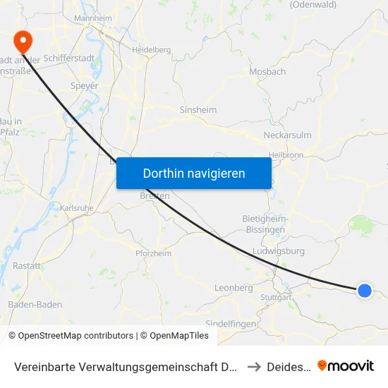 Vereinbarte Verwaltungsgemeinschaft Der Stadt Schorndorf to Deidesheim map