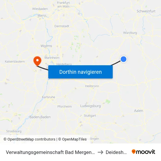 Verwaltungsgemeinschaft Bad Mergentheim to Deidesheim map