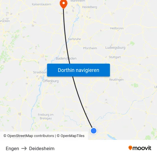 Engen to Deidesheim map
