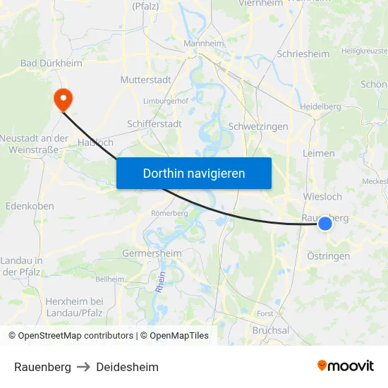 Rauenberg to Deidesheim map