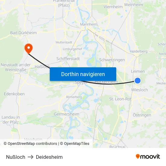 Nußloch to Deidesheim map