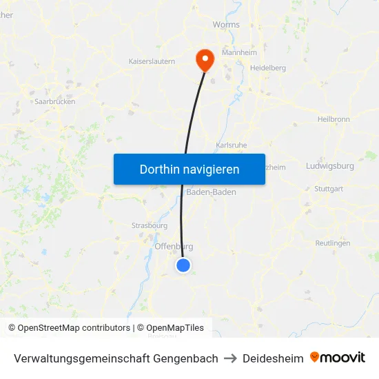 Verwaltungsgemeinschaft Gengenbach to Deidesheim map