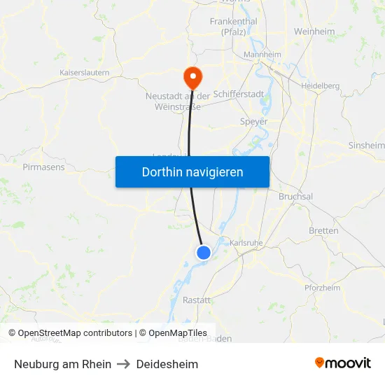 Neuburg am Rhein to Deidesheim map