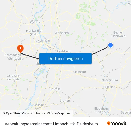 Verwaltungsgemeinschaft Limbach to Deidesheim map