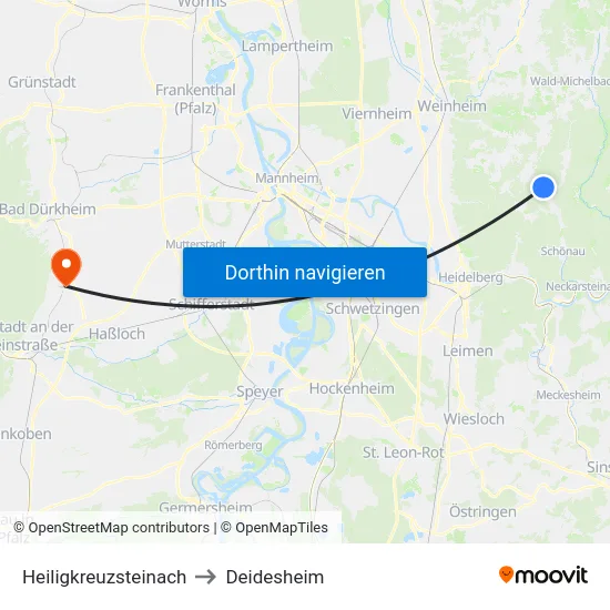 Heiligkreuzsteinach to Deidesheim map