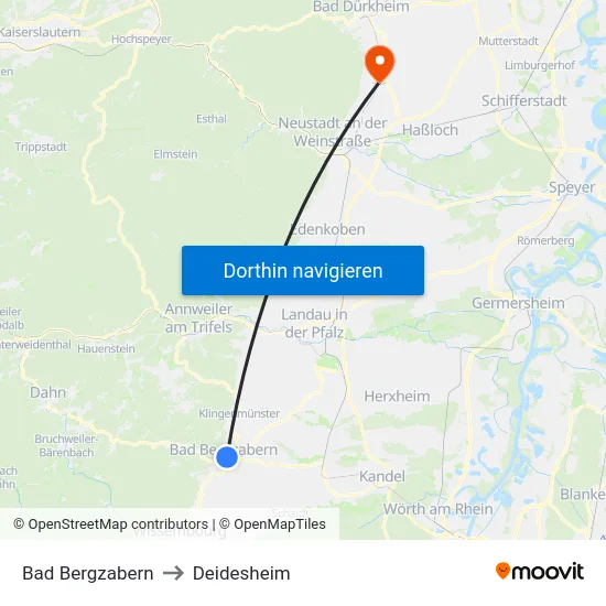 Bad Bergzabern to Deidesheim map