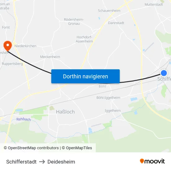 Schifferstadt to Deidesheim map