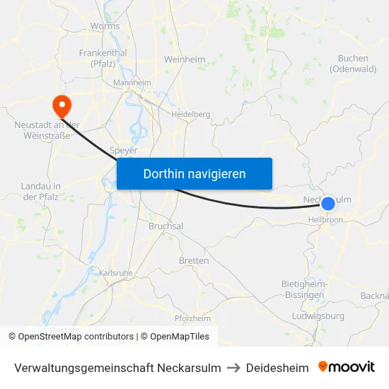 Verwaltungsgemeinschaft Neckarsulm to Deidesheim map
