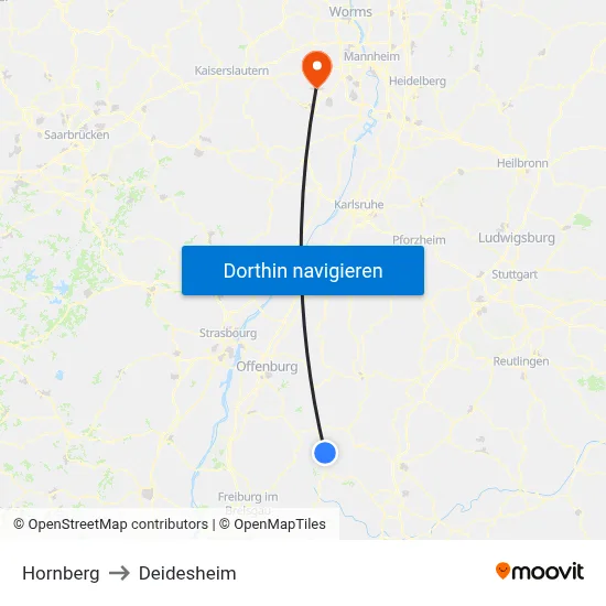 Hornberg to Deidesheim map