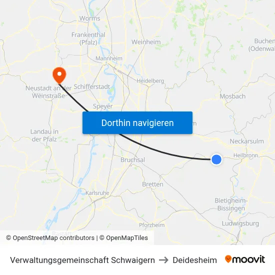 Verwaltungsgemeinschaft Schwaigern to Deidesheim map