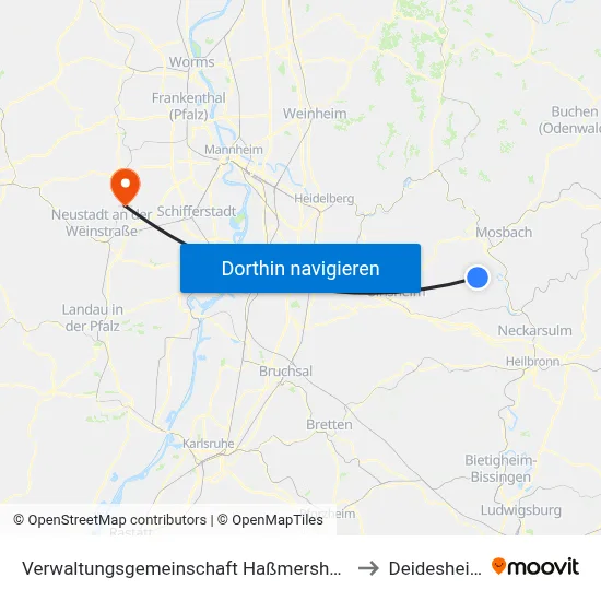 Verwaltungsgemeinschaft Haßmersheim to Deidesheim map