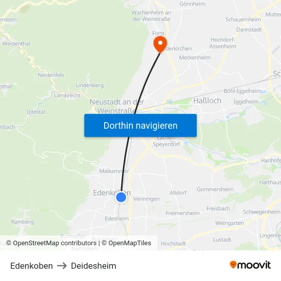 Edenkoben to Deidesheim map