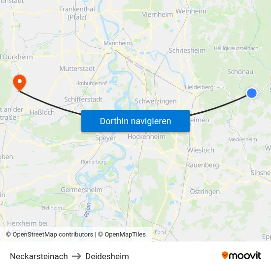 Neckarsteinach to Deidesheim map