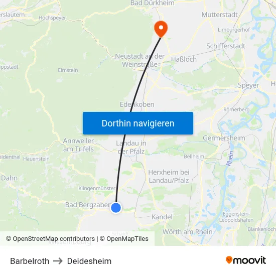 Barbelroth to Deidesheim map