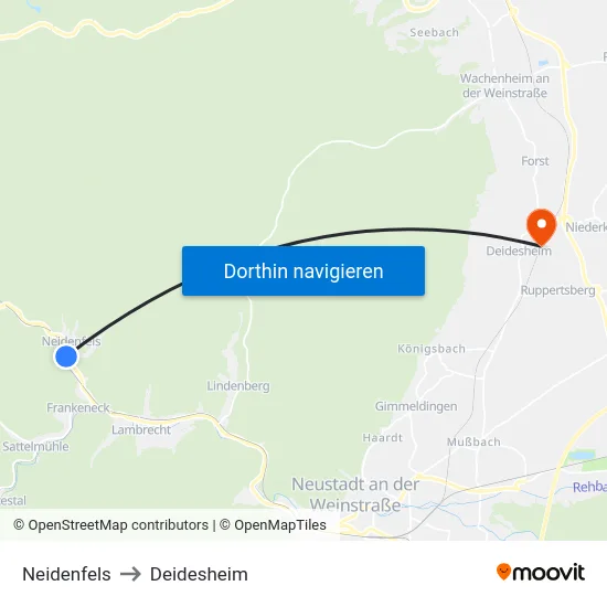 Neidenfels to Deidesheim map