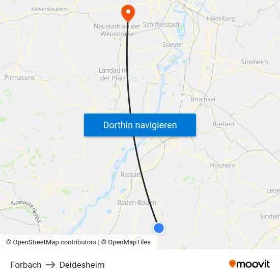 Forbach to Deidesheim map