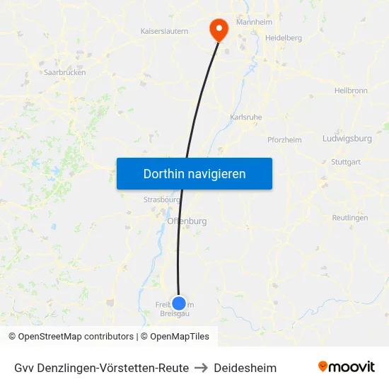 Gvv Denzlingen-Vörstetten-Reute to Deidesheim map