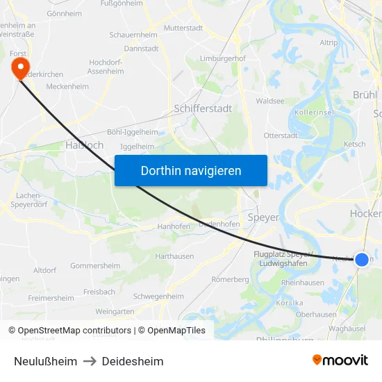 Neulußheim to Deidesheim map