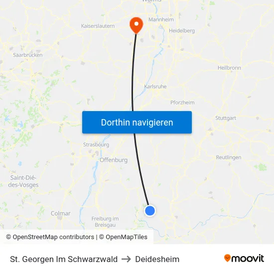 St. Georgen Im Schwarzwald to Deidesheim map