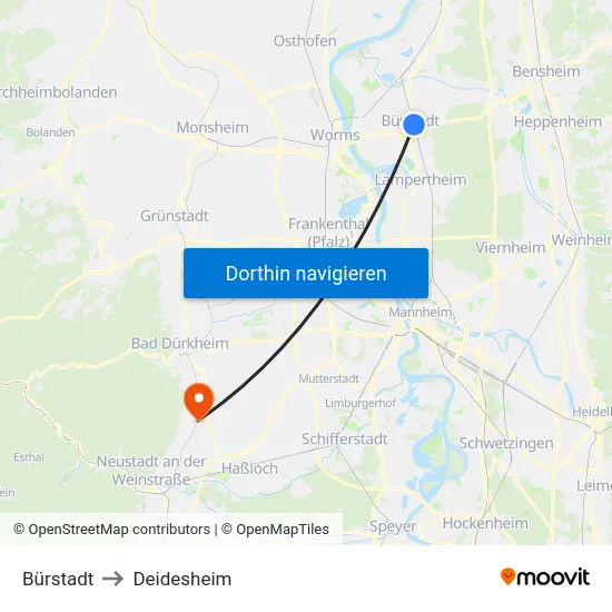 Bürstadt to Deidesheim map