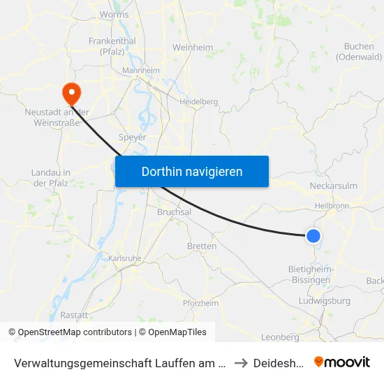 Verwaltungsgemeinschaft Lauffen am Neckar to Deidesheim map
