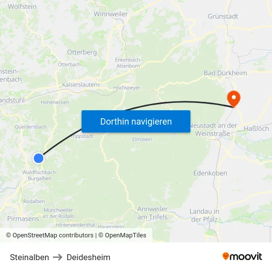 Steinalben to Deidesheim map