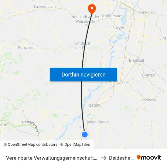 Vereinbarte Verwaltungsgemeinschaft Bühl to Deidesheim map