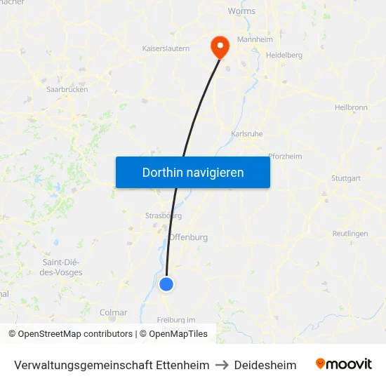 Verwaltungsgemeinschaft Ettenheim to Deidesheim map